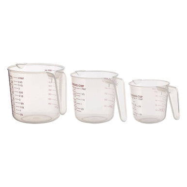 Set of Three Clear Plastic Measuring Jugs