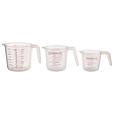 Set of Three Clear Plastic Measuring Jugs