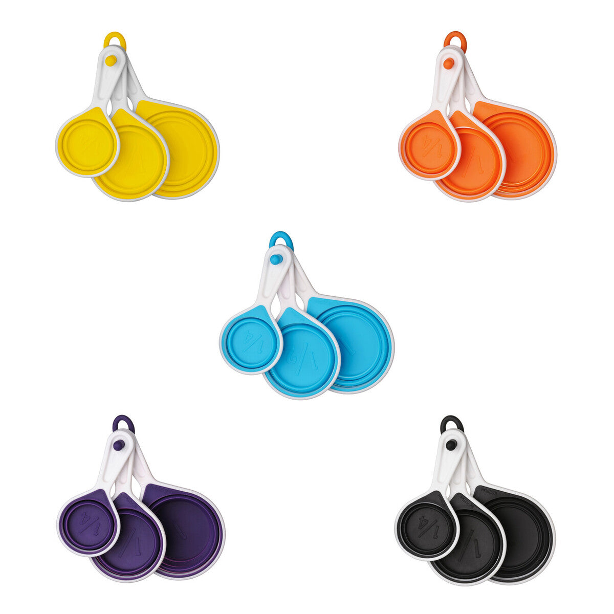 Set Of 4 Collapsible Black Silicone Measuring Cups