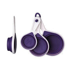 Set Of 4 Collapsible Purple Silicone Measuring Cups
