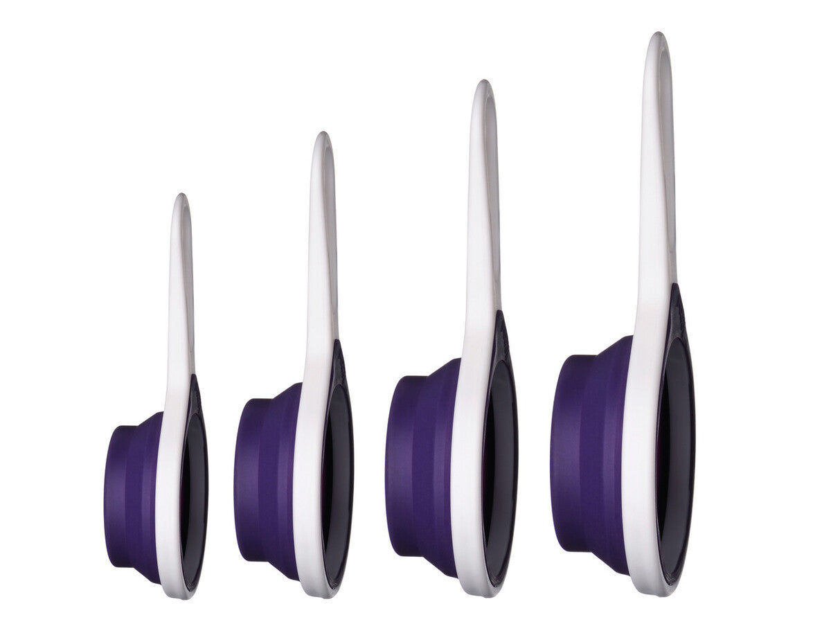 Set Of 4 Collapsible Purple Silicone Measuring Cups