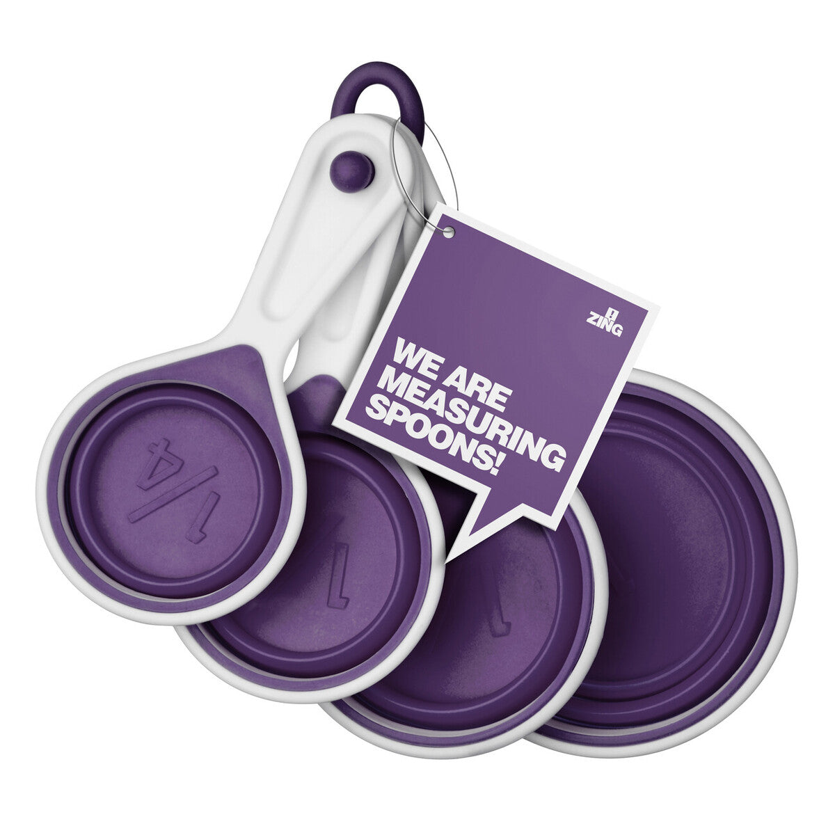 Set Of 4 Collapsible Purple Silicone Measuring Cups