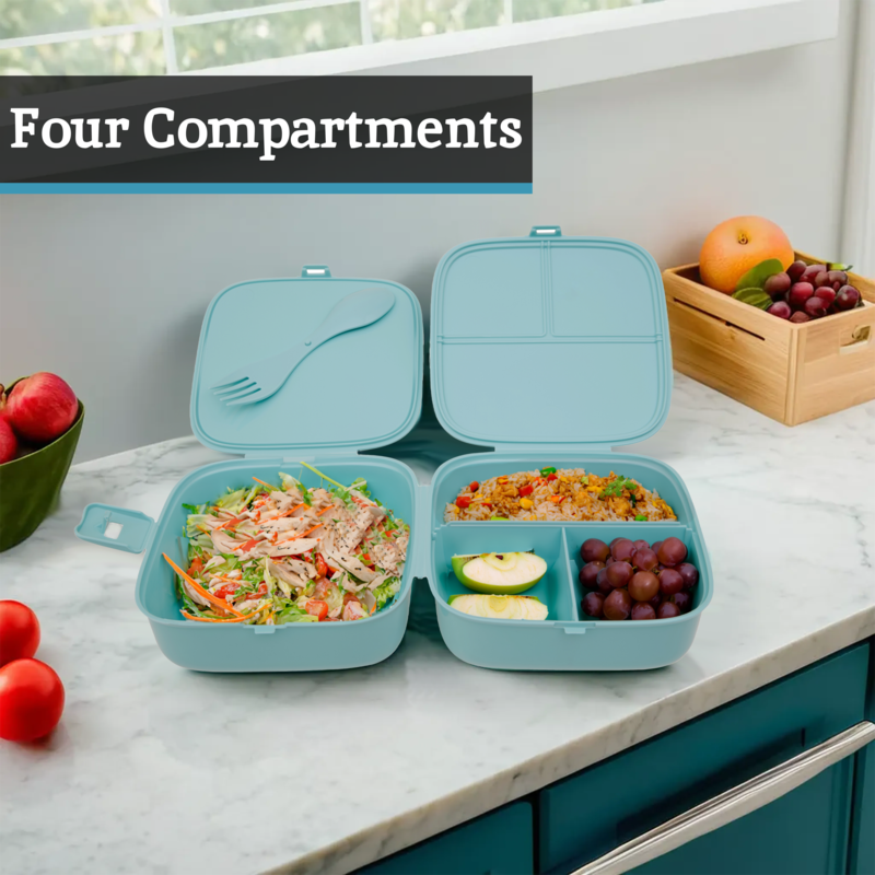 4 Compartments Mint Green Lunch Box