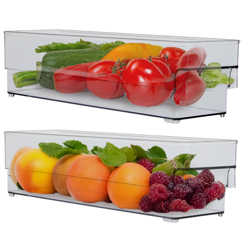 Set of Two Small Stackable Fridge Storage Trays