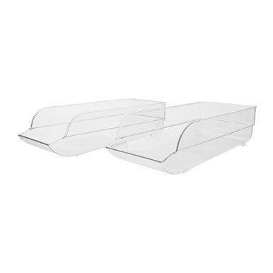 Set of Two Stackable Fridge Storage Trays