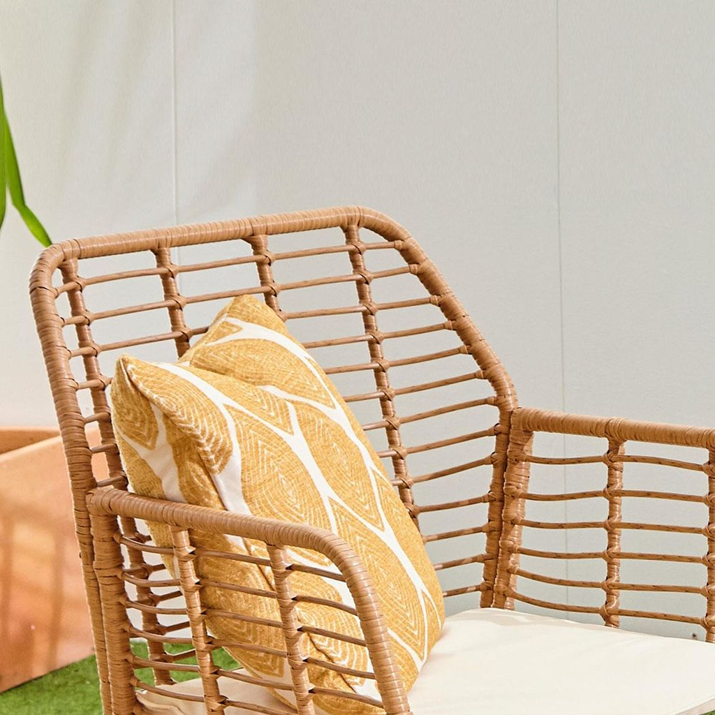 4 Piece Wicker Bamboo Style Garden Sofa, Table & Chairs Set