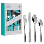 16 Piece Stainless Steel Cutlery Set with Carved Dot Detail