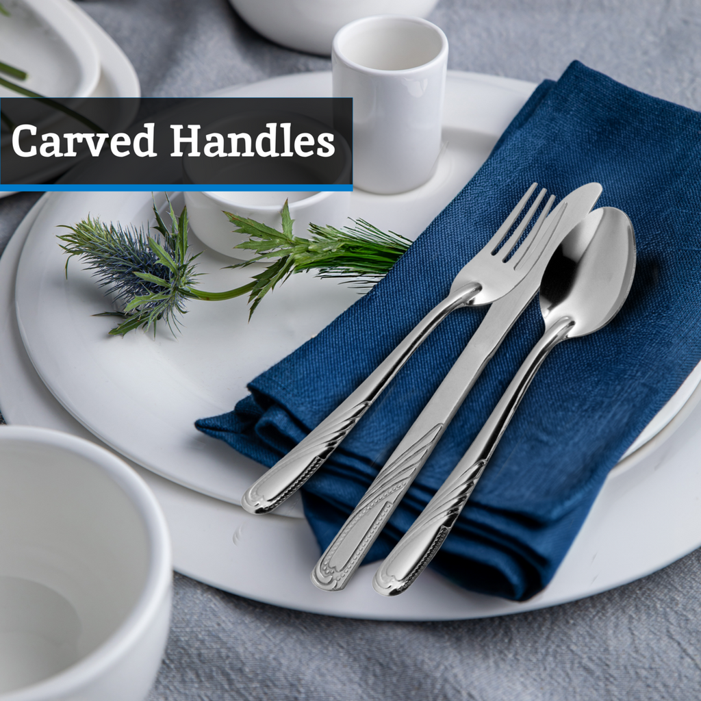 16 Piece Stainless Steel Cutlery Set with Carved Dot Detail