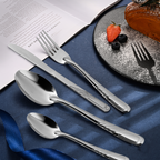 16 Piece Stainless Steel Cutlery Set with Carved Dot Detail