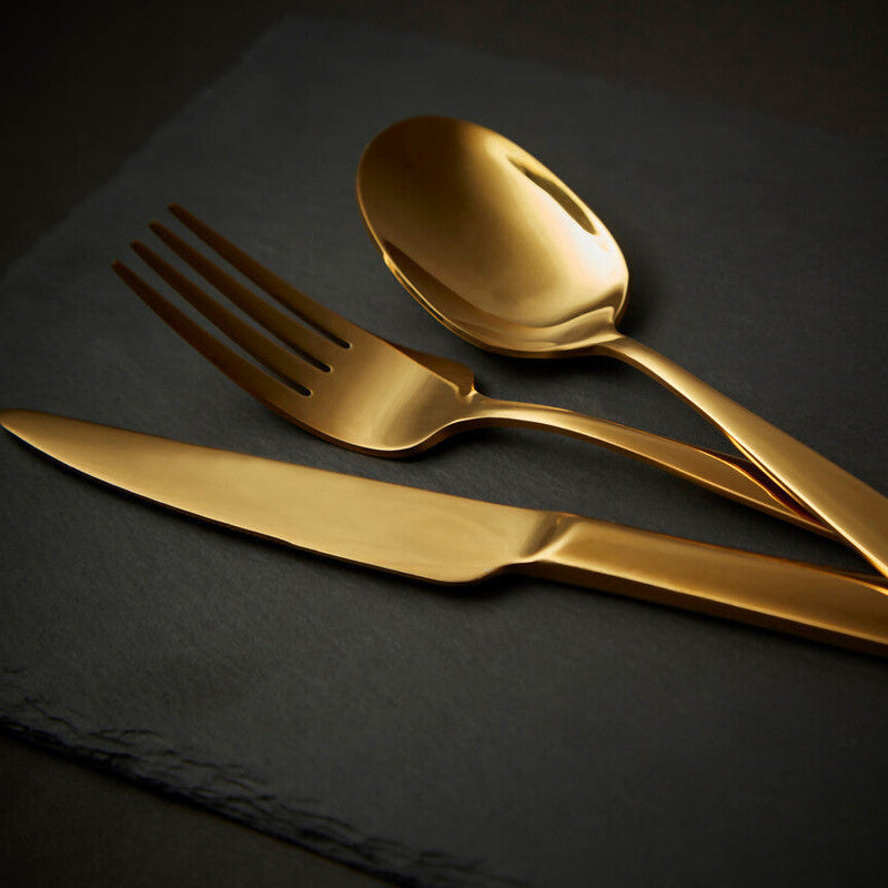 Aura 16 Piece Gold Cutlery Set