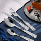 Hammered Effect 16 Piece Stainless Steel Cutlery Set