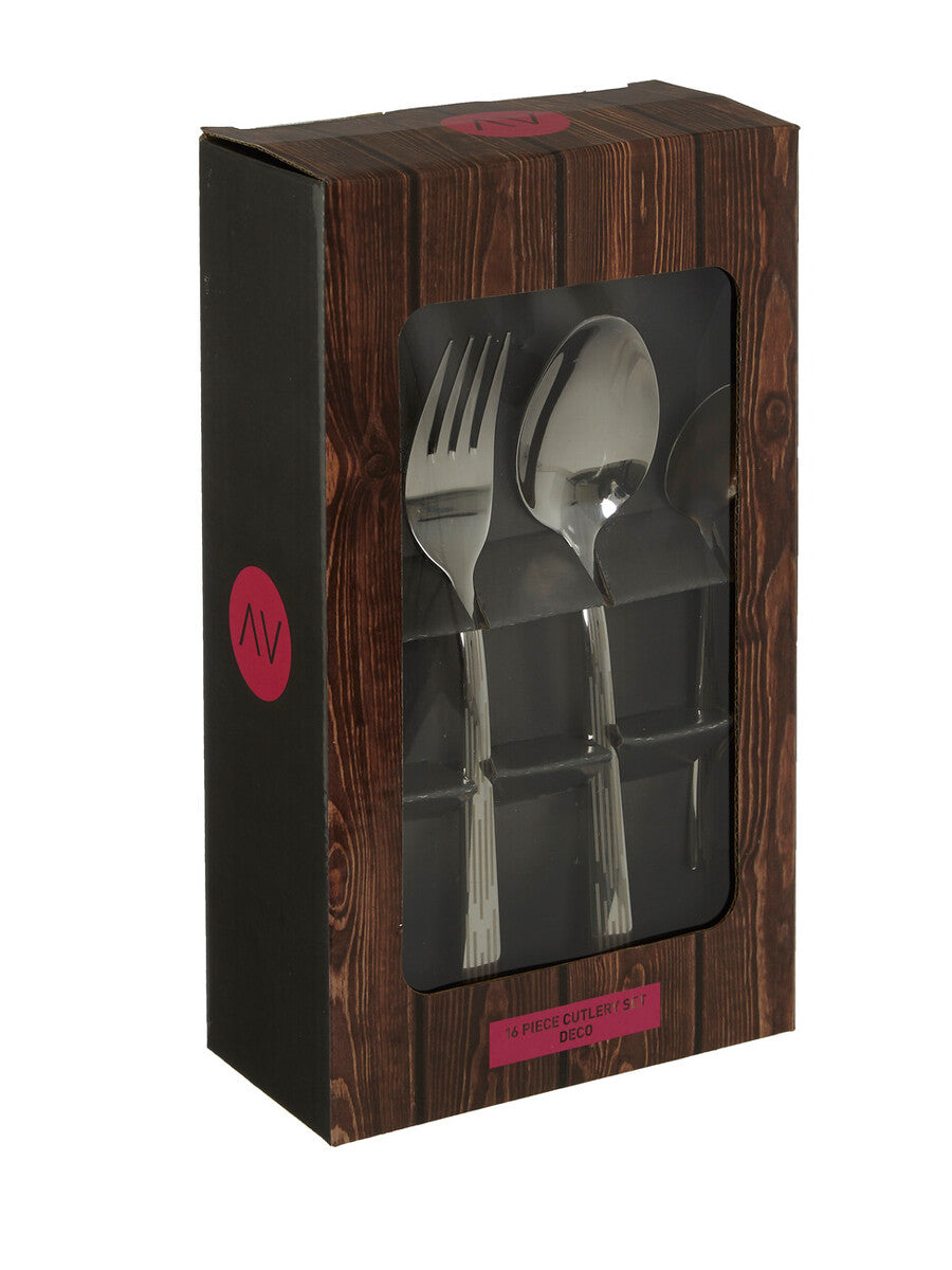 16 Piece Etched Deco Cutlery Set