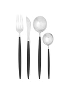 16 Piece Matte  Silver And Black Cutlery Set