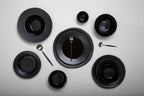 16 Piece Matte  Silver And Black Cutlery Set