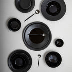 16 Piece Matte  Silver And Black Cutlery Set