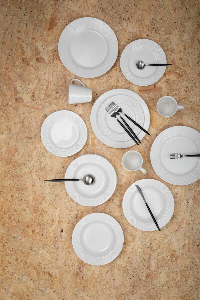 16 Piece Matte  Silver And Black Cutlery Set