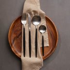 16 Piece Matte  Silver And Black Cutlery Set
