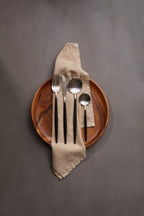16 Piece Matte  Silver And Black Cutlery Set