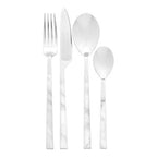 16 Piece White Faux Marble Cutlery Set