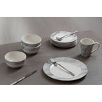 16 Piece White Faux Marble Cutlery Set