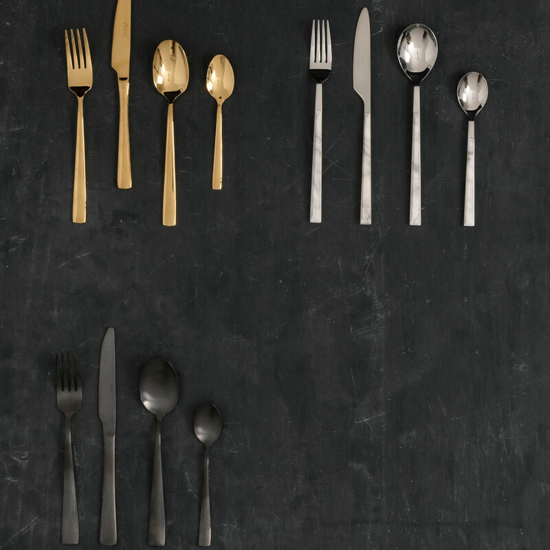 16 Piece White Faux Marble Cutlery Set
