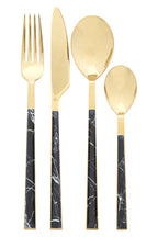 16 Piece Black Faux Marble Cutlery Set