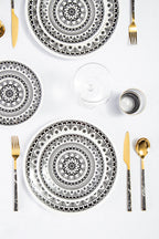 16 Piece Black Faux Marble Cutlery Set