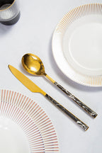 16 Piece Black Faux Marble Cutlery Set