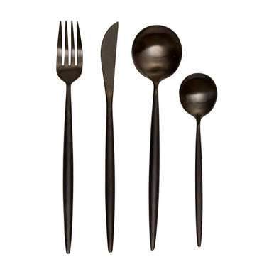 16 Piece Matte Black Cutlery Set