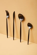16 Piece Matte Black Cutlery Set