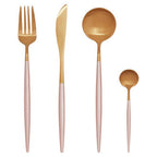 16 Piece Pink and Gold Finish Cutlery Set