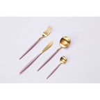 16 Piece Pink and Gold Finish Cutlery Set