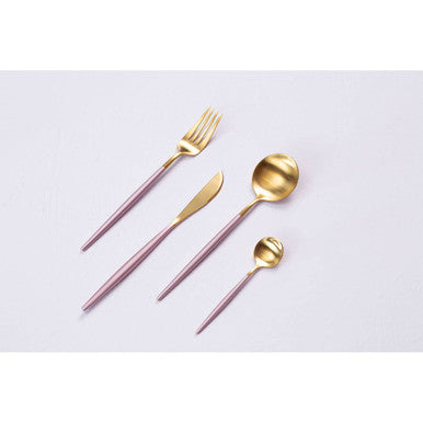 16 Piece Pink and Gold Finish Cutlery Set
