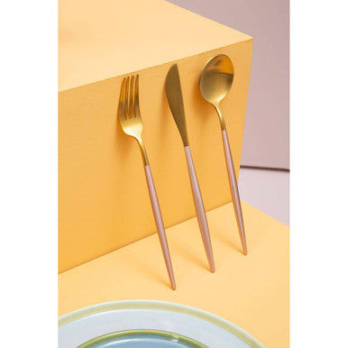 16 Piece Pink and Gold Finish Cutlery Set