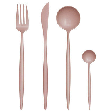 16 Piece Matte Pink Finish Cutlery Set