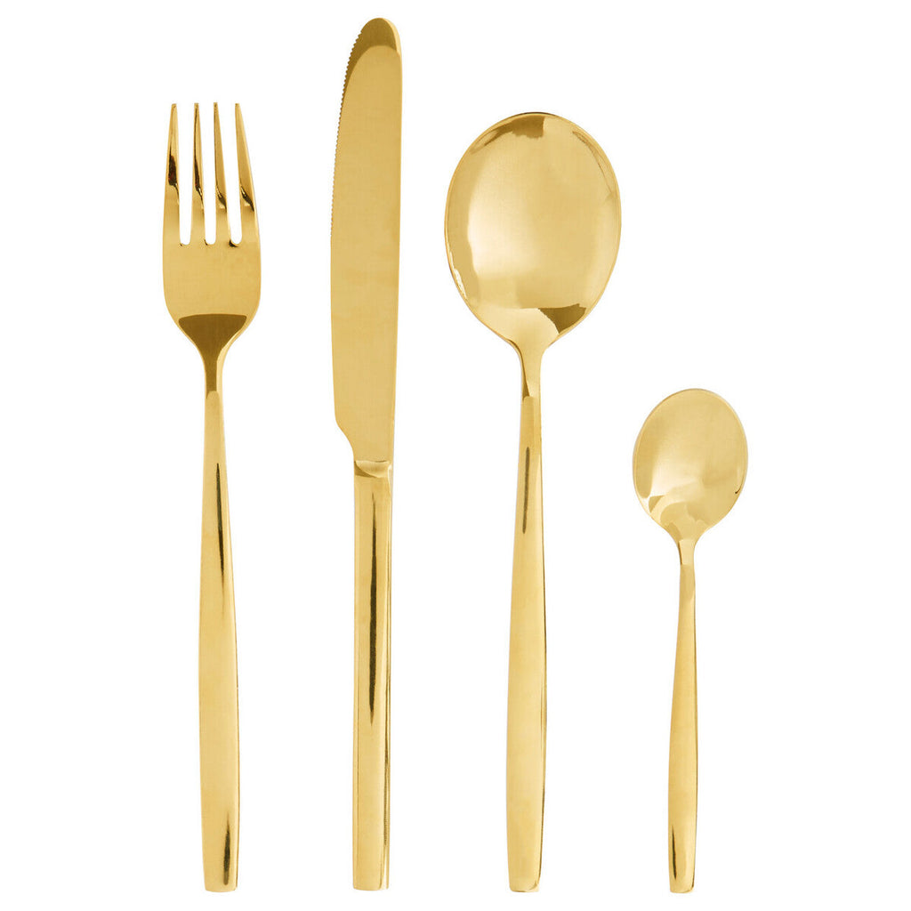 16 Piece Gold Finish Stainless Steel Cutlery Set