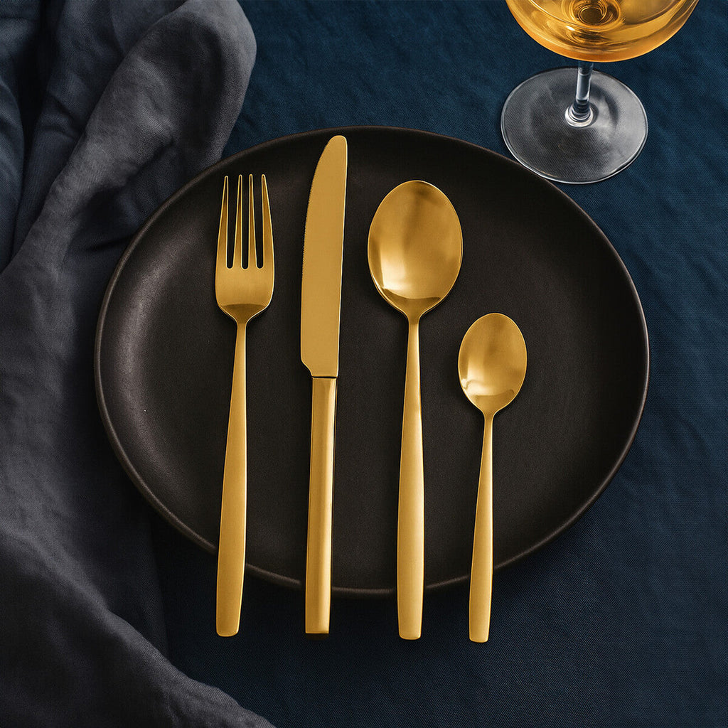 16 Piece Gold Finish Stainless Steel Cutlery Set