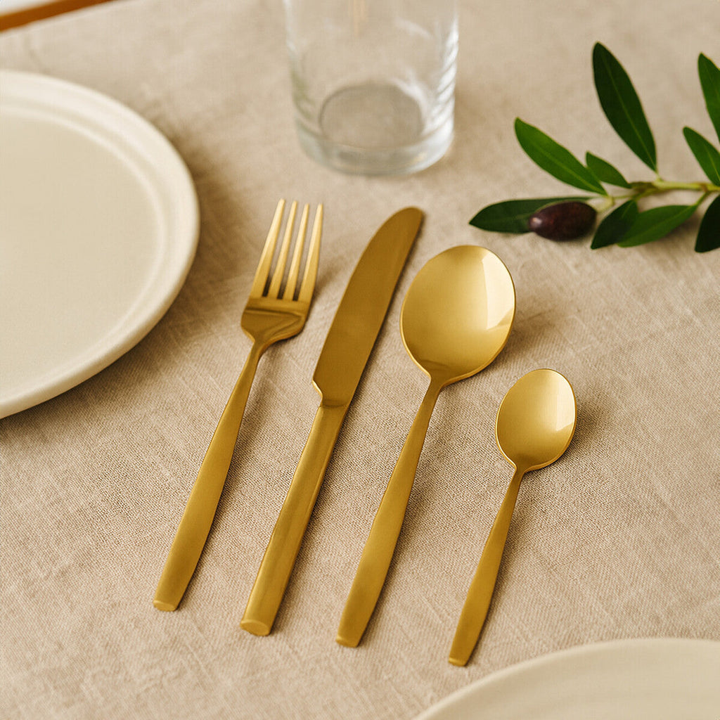 16 Piece Gold Finish Stainless Steel Cutlery Set