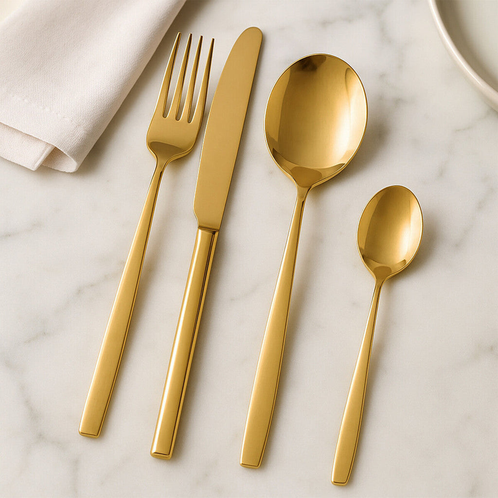16 Piece Gold Finish Stainless Steel Cutlery Set