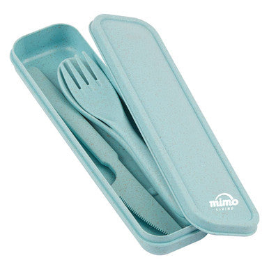 3 Piece Mint Wheat Straw Travel Cutlery Set
