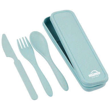 3 Piece Mint Wheat Straw Travel Cutlery Set