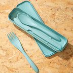 3 Piece Mint Wheat Straw Travel Cutlery Set