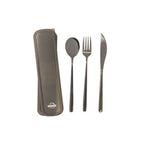 3 Piece Black Travel Cutlery Set with Case