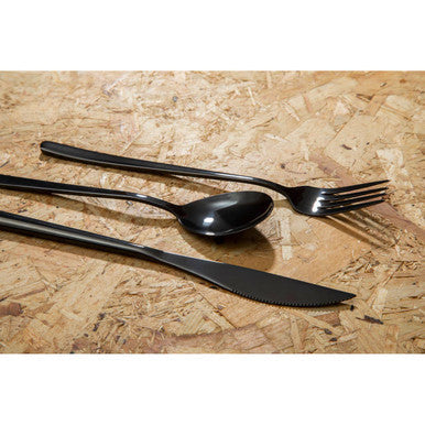 3 Piece Black Travel Cutlery Set with Case