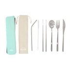 6 Piece Silver Travel Cutlery Set with Case