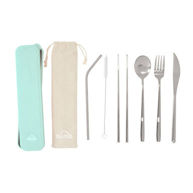 6 Piece Silver Travel Cutlery Set with Case