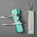 6 Piece Silver Travel Cutlery Set with Case