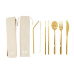 6 Piece Gold Travel Cutlery Set with Case