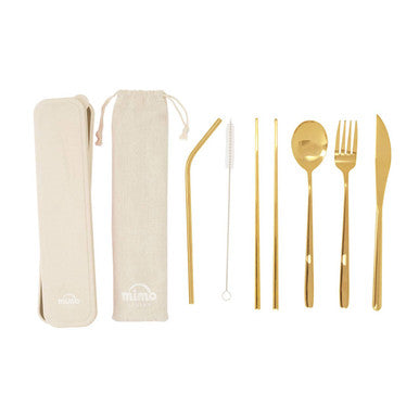 6 Piece Gold Travel Cutlery Set with Case