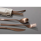 6 Piece Rose Gold Travel Cutlery Set with Case